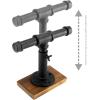 MyGift Adjustable 2-Tier Industrial Jewelry Display Stand – Rustic Metal Pipe & Brown Wood Base for Necklaces, Bracelets, Watches – Home & Boutique Decor (11.75″ H)(Black / Brown)