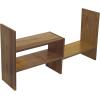 MyGift Adjustable Brown Solid Wood Desktop Storage Organizer Display Shelf Book Rack, Home Office Desk Decor Bookshelf(Brown)