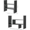 MyGift Adjustable Brown Solid Wood Desktop Storage Organizer Display Shelf Book Rack, Home Office Desk Decor Bookshelf(Grey)