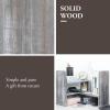 MyGift Adjustable Distressed Gray Solid Wood Desktop Storage Organizer Display Shelf Book Rack, Office Desk Bookshelf