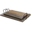 MyGift Aged Wood Plank-Style Serving Trays with Metal Handles, Set of 2