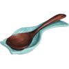 MyGift® Aqua Blue Ceramic Spoon Rest with Owl Design, Countertop Cooking Spoon and Ladle Holder