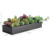 MyGift Artificial Succulent Centerpiece,15.75 Inch Faux Succulents Arrangement Plants in Sleek Black Wooden Rectangular Planter Box(Black)