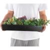 MyGift Artificial Succulent Centerpiece,15.75 Inch Faux Succulents Arrangement Plants in Sleek Black Wooden Rectangular Planter Box(Black)