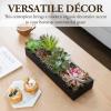 MyGift Artificial Succulent Centerpiece,15.75 Inch Faux Succulents Arrangement Plants in Sleek Black Wooden Rectangular Planter Box(Black Wood)