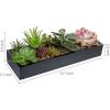 MyGift Artificial Succulent Centerpiece,15.75 Inch Faux Succulents Arrangement Plants in Sleek Black Wooden Rectangular Planter Box(Black Wood)