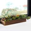 MyGift Artificial Succulent Centerpiece,15.75 Inch Faux Succulents Arrangement Plants in Sleek Black Wooden Rectangular Planter Box(Brown)