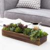 MyGift Artificial Succulent Centerpiece,15.75 Inch Faux Succulents Arrangement Plants in Sleek Black Wooden Rectangular Planter Box(Brown)