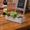 MyGift Artificial Succulent Centerpiece,15.75 Inch Faux Succulents Arrangement Plants in Sleek Black Wooden Rectangular Planter Box(Gray (12 Inch))