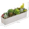 MyGift Artificial Succulent Centerpiece,15.75 Inch Faux Succulents Arrangement Plants in Sleek Black Wooden Rectangular Planter Box(Gray (12 Inch))