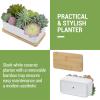 MyGift Artificial Succulent Centerpiece,15.75 Inch Faux Succulents Arrangement Plants in Sleek Black Wooden Rectangular Planter Box(White（wood Tray）)