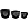 MyGift Black Ceramic Pots for Plants, 6.7+5.6+4.5 inch Flower Pots, Plant Pots Indoor with Drainage Holes and Tray, Garden Planters for Succulent and Flowers, Set of 3(Black)