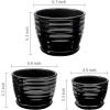 MyGift Black Ceramic Pots for Plants, 6.7+5.6+4.5 inch Flower Pots, Plant Pots Indoor with Drainage Holes and Tray, Garden Planters for Succulent and Flowers, Set of 3(Black)