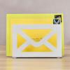 MyGift Black Metal Desktop Mail Holder with Cutout Envelope Design Home and Office Desk Letter Organizer(White)