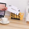 MyGift Black Metal Desktop Mail Sorter Organizer with Bills in Block Cut Out Letter Design(BILLS)