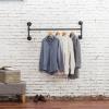 MyGift Black Metal Wall-Mounted Industrial Pipe Design Garment Rack/Hanging Clothes Bar Display