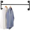 MyGift Black Metal Wall-Mounted Industrial Pipe Design Garment Rack/Hanging Clothes Bar Display