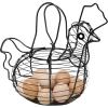 MyGift Black Metal Wire Egg Basket with Chicken Shape Design, Farm Fresh Egg Collecting Basket, Decorative Farmhouse Kitchen Storage Baskets(Black)