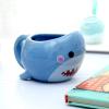 MyGift Blue Ceramic Cute Novelty Coffee Mug with Handle and Cartoon Baby Shark Design, Fun Birthday Gift Mugs for Kids Women Men