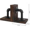 MyGift Book Ends,Bookends for Shelves,Metal Bookends for Heavy Books,Wood Decorative Book Stopper,with Realistic Industrial Pipe Design,Dark Brown Book End for Home Office(Dark Brown)