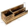 MyGift Burnt Wood Desktop Mail Holder Organizer with Pencil Cup Holder, 3 Compartment Desk Accessories Storage Tray