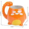 MyGift Ceramic Cute Coffee Mugs for Women Children Men with Adorable Orange Brontosaurus Dinosaur Cartoon Design