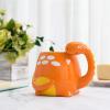 MyGift Ceramic Cute Coffee Mugs for Women Children Men with Adorable Orange Brontosaurus Dinosaur Cartoon Design