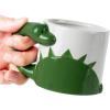 MyGift Ceramic Cute Coffee Mugs for Women Children Men with Adorable Turquoise Brontosaurus Dinosaur Cartoon Design(Green)