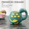 MyGift Ceramic Cute Coffee Mugs for Women Children Men with Adorable Turquoise Brontosaurus Dinosaur Cartoon Design(Turquoise)