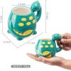 MyGift Ceramic Cute Coffee Mugs for Women Children Men with Adorable Turquoise Brontosaurus Dinosaur Cartoon Design(Turquoise)