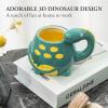 MyGift Ceramic Cute Coffee Mugs for Women Children Men with Adorable Turquoise Brontosaurus Dinosaur Cartoon Design(Turquoise)