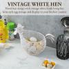 MyGift Chicken Wire Egg Gathering Basket, Chicken Shaped Egg Holder For Kitchen Countertop, Farmhouse Home Decor Display Storage Collecting Basket, Black(White)