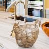 MyGift Chicken Wire Egg Gathering Basket, Chicken Shaped Egg Holder For Kitchen Countertop, Farmhouse Home Decor Display Storage Collecting Basket, Black(Gold)