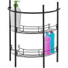 MyGift Chrome Plated Metal Under-the-Sink Rack Bathroom Quality Pedestal Storage Organizer with 2 Display Shelves and Hand Towel Bar(Black)