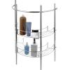 MyGift Chrome Plated Metal Under-the-Sink Rack Bathroom Quality Pedestal Storage Organizer with 2 Display Shelves and Hand Towel Bar(Chrome)