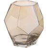 MyGift Clear Amber Glass Tabletop Vase Decor, Hexagonal Multi-Faced Flower Vase