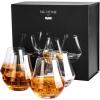 MyGift Clear Crystal Tulip-Shaped Whiskey Tasting Snifter Tumbler Glasses, Set of 4 – Includes Gift Box