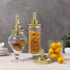 MyGift Clear Glass Apothecary Jars with Lid, Decorative Footed Vase, Candy Buffet Containers Set of 3(Brass)