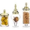 MyGift Clear Glass Apothecary Jars with Lid, Decorative Footed Vase, Candy Buffet Containers Set of 3(Brass)
