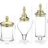 MyGift Clear Glass Apothecary Jars with Lid, Decorative Footed Vase, Candy Buffet Containers Set of 3(Brass)