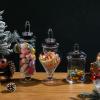 MyGift Clear Glass Apothecary Jars with Lid, Decorative Footed Vase, Candy Buffet Containers Set of 3(Clear)