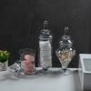 MyGift Clear Glass Apothecary Jars with Lid, Decorative Footed Vase, Candy Buffet Containers Set of 3(Clear)