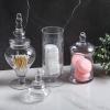 MyGift Clear Glass Apothecary Jars with Lid, Decorative Footed Vase, Candy Buffet Containers Set of 3(Clear)