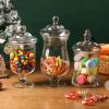 MyGift Clear Glass Apothecary Jars with Lid, Decorative Footed Vase, Candy Buffet Containers Set of 3(Clear Glass)