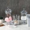 MyGift Clear Glass Apothecary Jars with Lid, Decorative Footed Vase, Candy Buffet Containers Set of 3(Clear Glass)