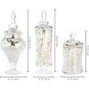 MyGift Clear Glass Apothecary Jars with Lid, Decorative Footed Vase, Candy Buffet Containers Set of 3(Silver)