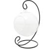 MyGift Clear Glass Hanging Air Plant Terrarium Globe, Tea Light Candle Holder with Black Metal Stand
