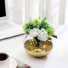 MyGift Clear Round Glass Tabletop Vase Decor Flower Floral Bouquet Bowl Centerpieces with Gold-Tone Metal Hammered Base Accent