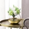 MyGift Clear Round Glass Tabletop Vase Decor Flower Floral Bouquet Bowl Centerpieces with Gold-Tone Metal Hammered Base Accent