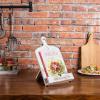 MyGift Cookbook Stand Recipe Book Holder with Brown Wood Cutting Board Design, Cookbook Holder for Countertop Display(Whitewashed)